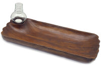 Windlicht Holz Schale Teakholz mit Glas Holzdeko