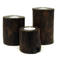 Teelichthalter Holz Teak massiv 3er Set