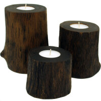 Teelichthalter Holz Teak massiv 3er Set