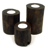 Teelichthalter Holz Teak massiv 3er Set