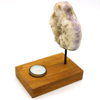 Teelichthalter Holz und Stein, Kristall-Druse auf...