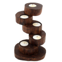 Holz Teelichthalter braun f&uuml;r f&uuml;nf Teelichter