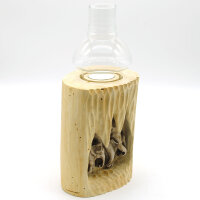 Holz Windlicht Baumstamm Teakholz mit Elefant