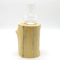 Holz Windlicht Baumstamm Teakholz mit Elefant