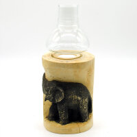 Holz Windlicht Elefant schwarz Teakholz