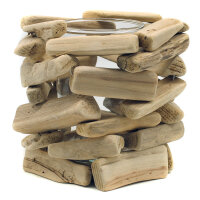 Windlicht Treibholz ca.14 cm hoch, &Oslash; ca. 15 cm