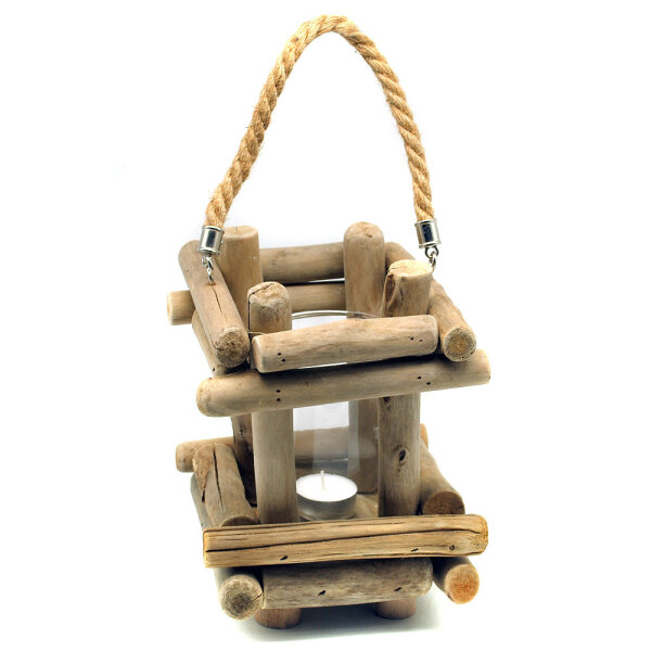 Laterne Windlicht Treibholz H&ouml;he ca. 22 cm, Breite ca. 15 cm