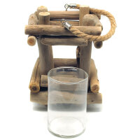 Laterne Windlicht Treibholz H&ouml;he ca. 22 cm, Breite ca. 15 cm