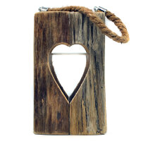 Laterne Windlicht Treibholz Herz H&ouml;he ca. 20 cm,...