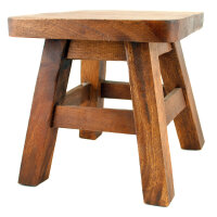 Kleiner Blumenhocker Hocker Holz Viereckig Massiv Natur