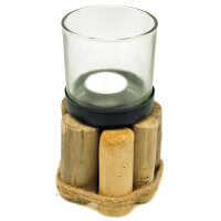 Windlicht auf Treibholz St&uuml;cken ca.17 cm hoch,...