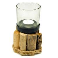 Windlicht auf Treibholz St&uuml;cken ca.17 cm hoch,...