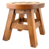 Kleiner Blumenhocker Hocker Holz Rund Massiv Natur Knopf