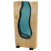 2. Wahl, Blaue Glasvase mit Holz ca. 35 cm hoch, Vase in...