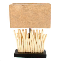 Tischlampe aus hellem Treibholz Lampenschirm Naturfaser