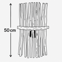 Wandleuchte Holz Rattan mit Schalter und Stecker f&uuml;r Innen 50 cm hoch