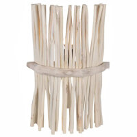 Wandleuchte Holz Rattan mit Schalter und Stecker f&uuml;r Innen 50 cm hoch