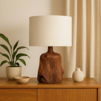 Tischlampe Teakholz massiv rund Tischleuchte