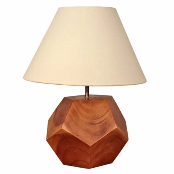 Holzlampe Teakholz massiv Tischlampe