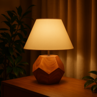 Holzlampe Teakholz massiv Tischlampe