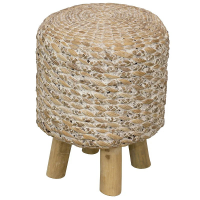 Sitzhocker "Maritim" Holz Seegras wei&szlig;...