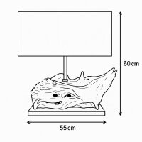 Tischlampe Teak Wurzel eckiger Lampenschirm