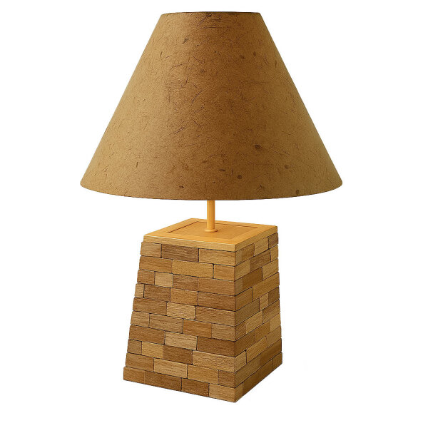 Tischlampe aus Holz Mosaikfu&szlig; Massivholz