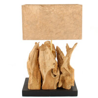 Tischlampe Teak Natur Lampenschirm rechteckig