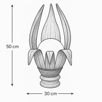 Tischlampe aus Palmenblatt dunkelbraun mit Leuchtkugel