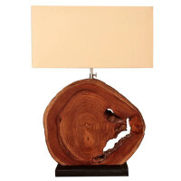 Tischlampe Holzscheibe Teak Baumscheibe 55 cm hoch