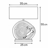 Tischlampe Holzscheibe Teak Baumscheibe 55 cm hoch