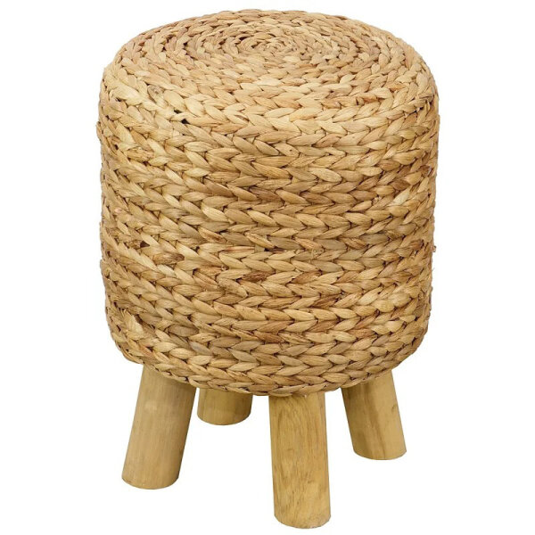 Sitzhocker "Natur" Holz Seegras rund 50 cm hoch