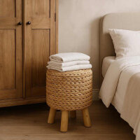 Sitzhocker "Natur" Holz Seegras rund 50 cm hoch