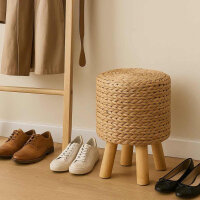 Sitzhocker "Natur" Holz Seegras rund 50 cm hoch