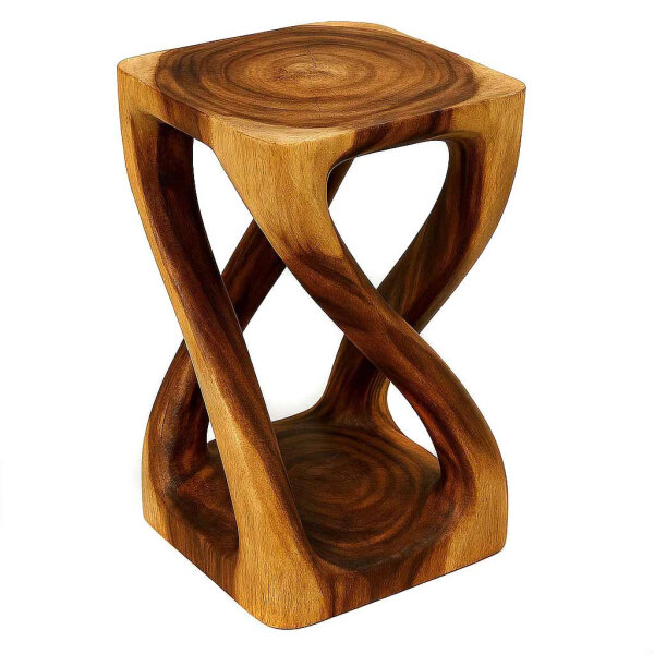 Holzhocker "Twist eckig" massiv Blumenst&auml;nder 50 cm modern