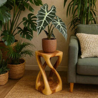 Holzhocker "Twist eckig" massiv Blumenst&auml;nder 50 cm modern