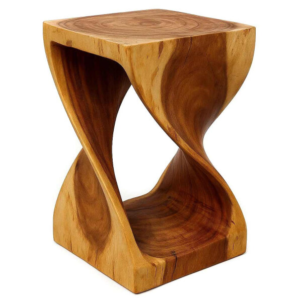 Hocker aus Holz "gedrehte S&auml;ulen" 50 cm massiv eckig