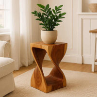 Hocker aus Holz "gedrehte S&auml;ulen" 50 cm massiv eckig