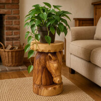 Beistelltisch Pferd Holz massiv rund 50 cm hoch