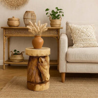 Beistelltisch Pferd Holz massiv rund 50 cm hoch