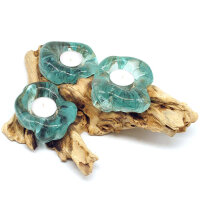 Wurzel Teelichthalter Glas auf Holz f&uuml;r drei Teelichter ca. 30 x 25 cm