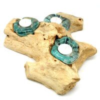 Wurzel Teelichthalter Glas auf Holz f&uuml;r drei...