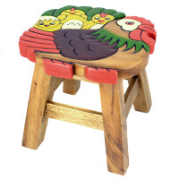 Kinderhocker Holz Motiv Henne mit K&uuml;ken
