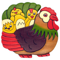 Kinderhocker Holz Motiv Henne mit K&uuml;ken