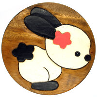 Kinderhocker Holz Tiermotiv Hase wei&szlig;