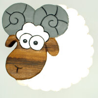 Kinderhocker Holz Tiermotiv Schaf Widder