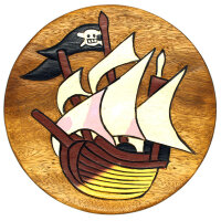 Kinderhocker Holz Motiv Piratenschiff