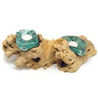 Gro&szlig;e Wurzel Teelichthalter Glas auf Holz f&uuml;r...