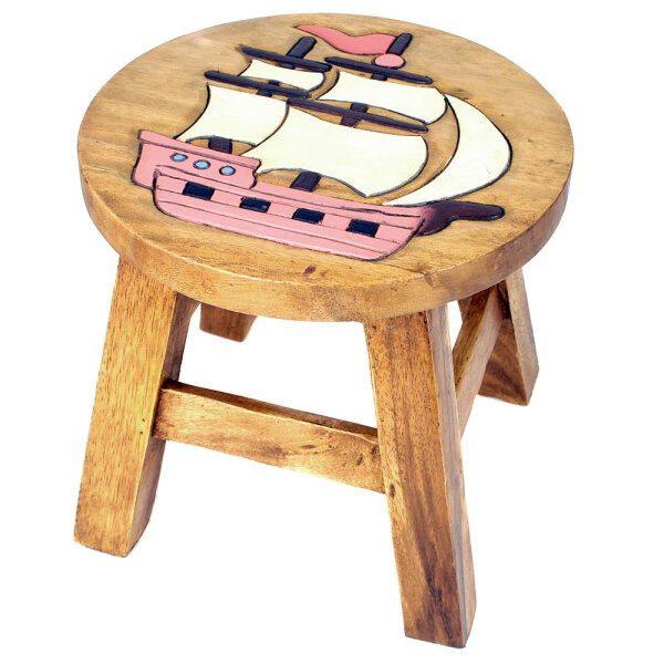 Kinderhocker Holz Motiv Segelschiff