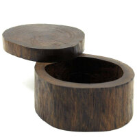 Holzdose Holzschachtel mit Deckel rund oval ca. 12-13 cm